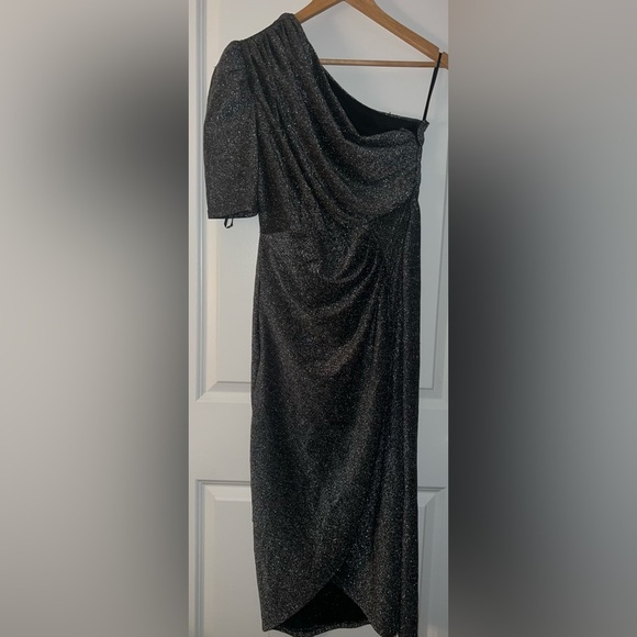 SHEIN Curve 0XL Silver and Black One Shoulder Dress - Picture 3 of 4